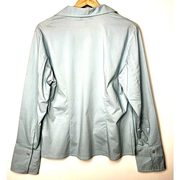 Mac & Jac Womens Blouse Shirt Button Up Rayon Nylon Light Blue Size 10 NWT - Picture 2 of 11